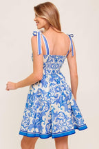 FLORENCE DAYS FLORAL BLUE WOVEN MINI DRESS - HOUSE OF SHE