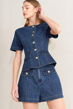 Forever Stylish Denim Top - HOUSE OF SHE