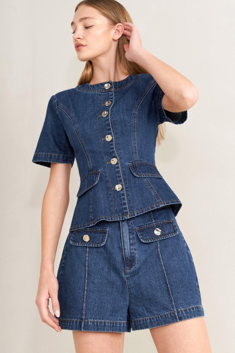 Forever Stylish Denim Top - HOUSE OF SHE
