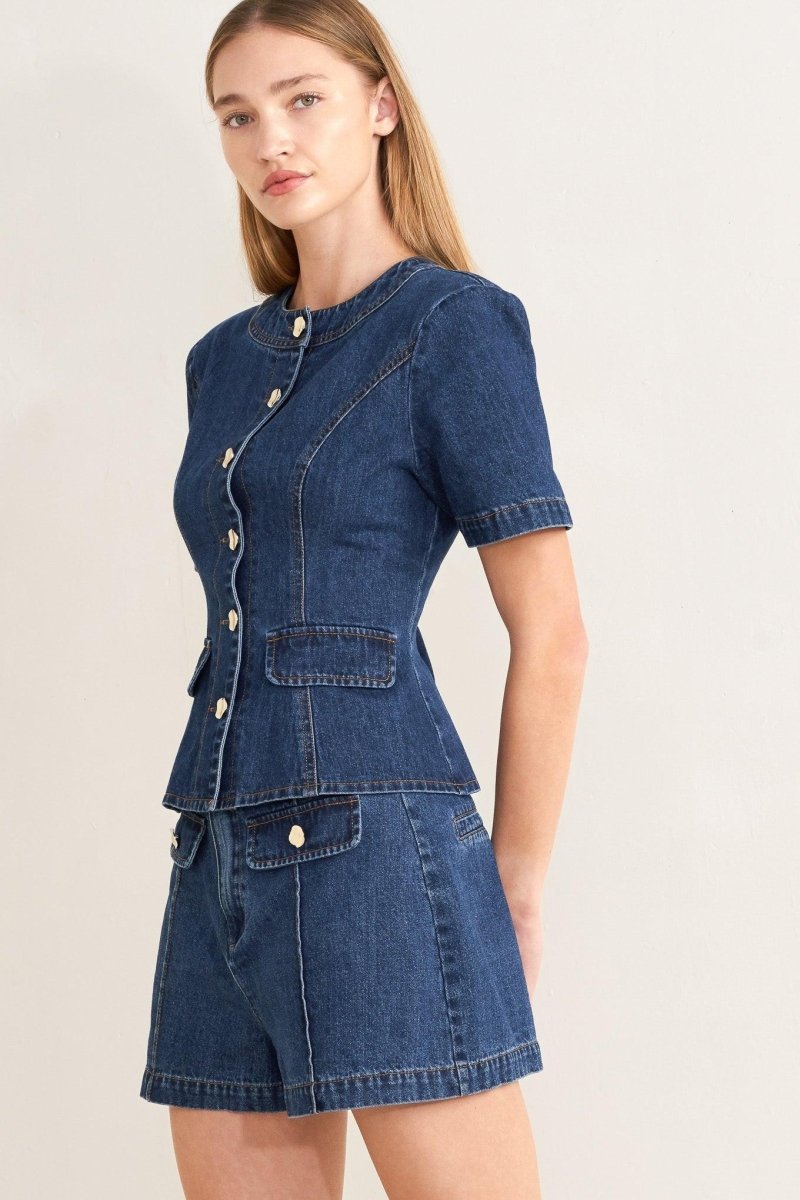 Forever Stylish Denim Top - HOUSE OF SHE