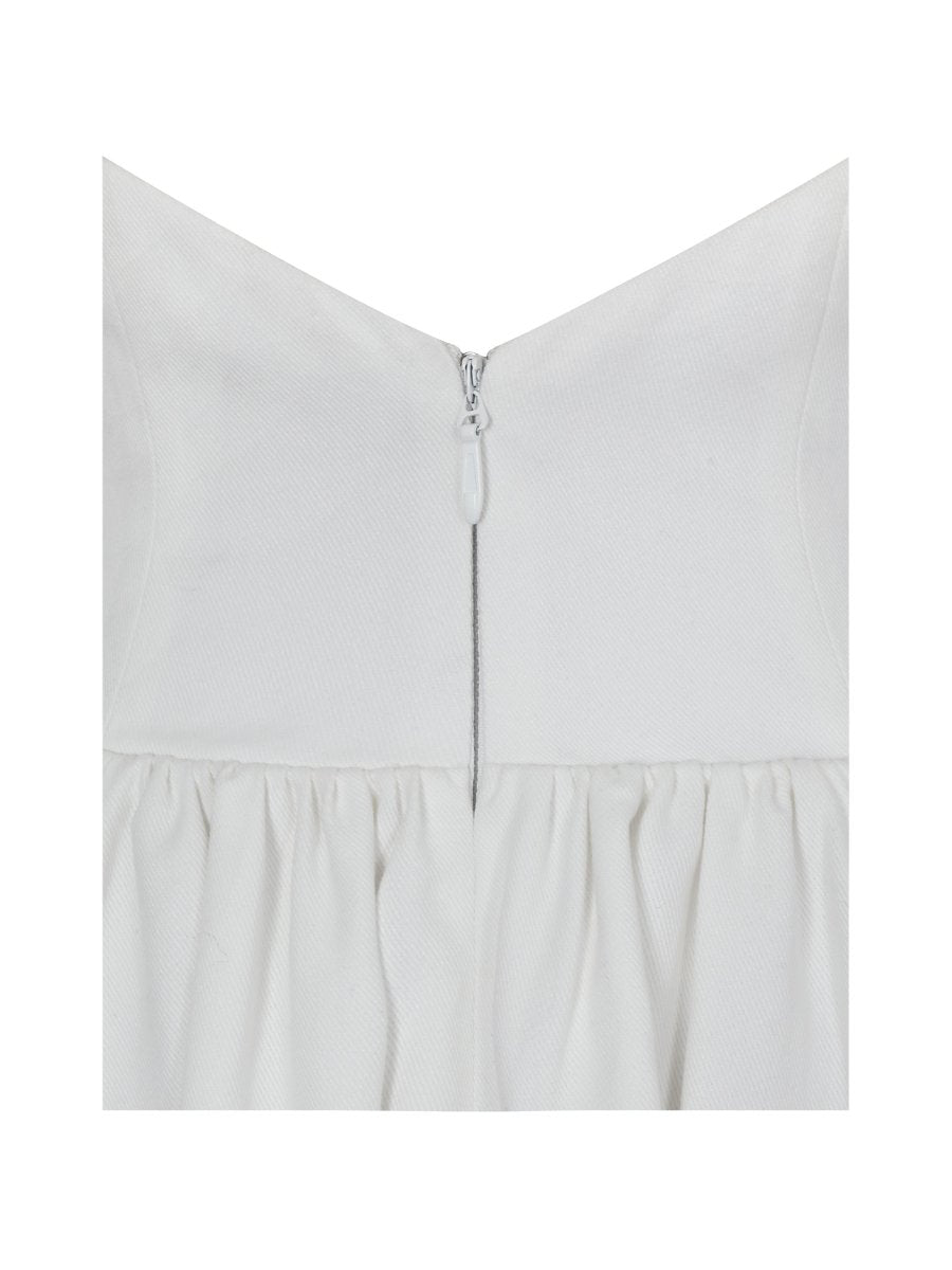 Francine White Cotton Denim Crossover Strap Mini Dress - HOUSE OF SHE