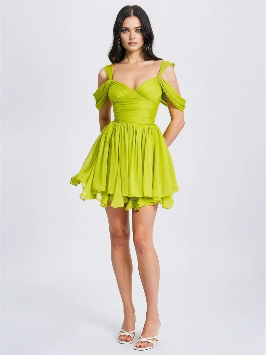 Frani Olive Green Layered Mesh Mini Dress - HOUSE OF SHE