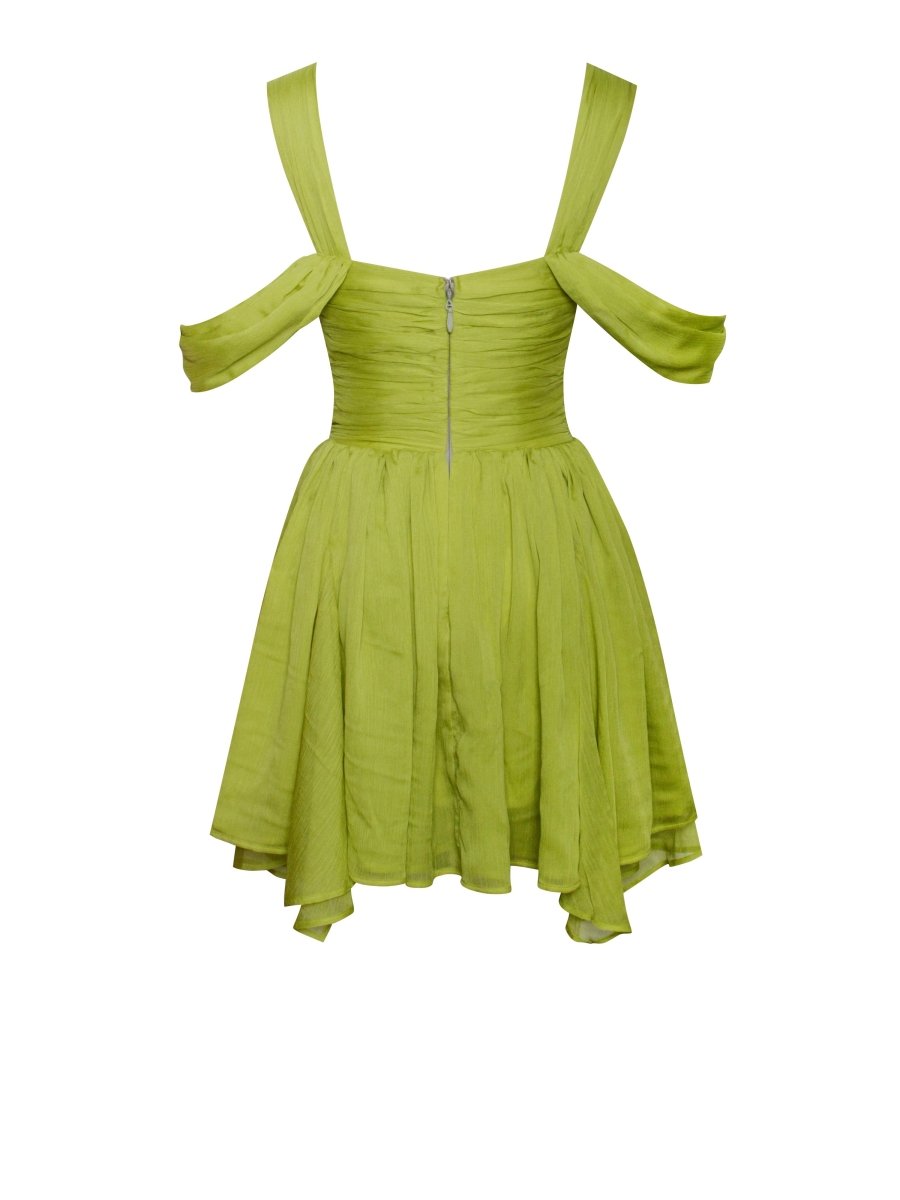 Frani Olive Green Layered Mesh Mini Dress - HOUSE OF SHE