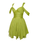 Frani Olive Green Layered Mesh Mini Dress - HOUSE OF SHE