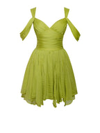 Frani Olive Green Layered Mesh Mini Dress - HOUSE OF SHE