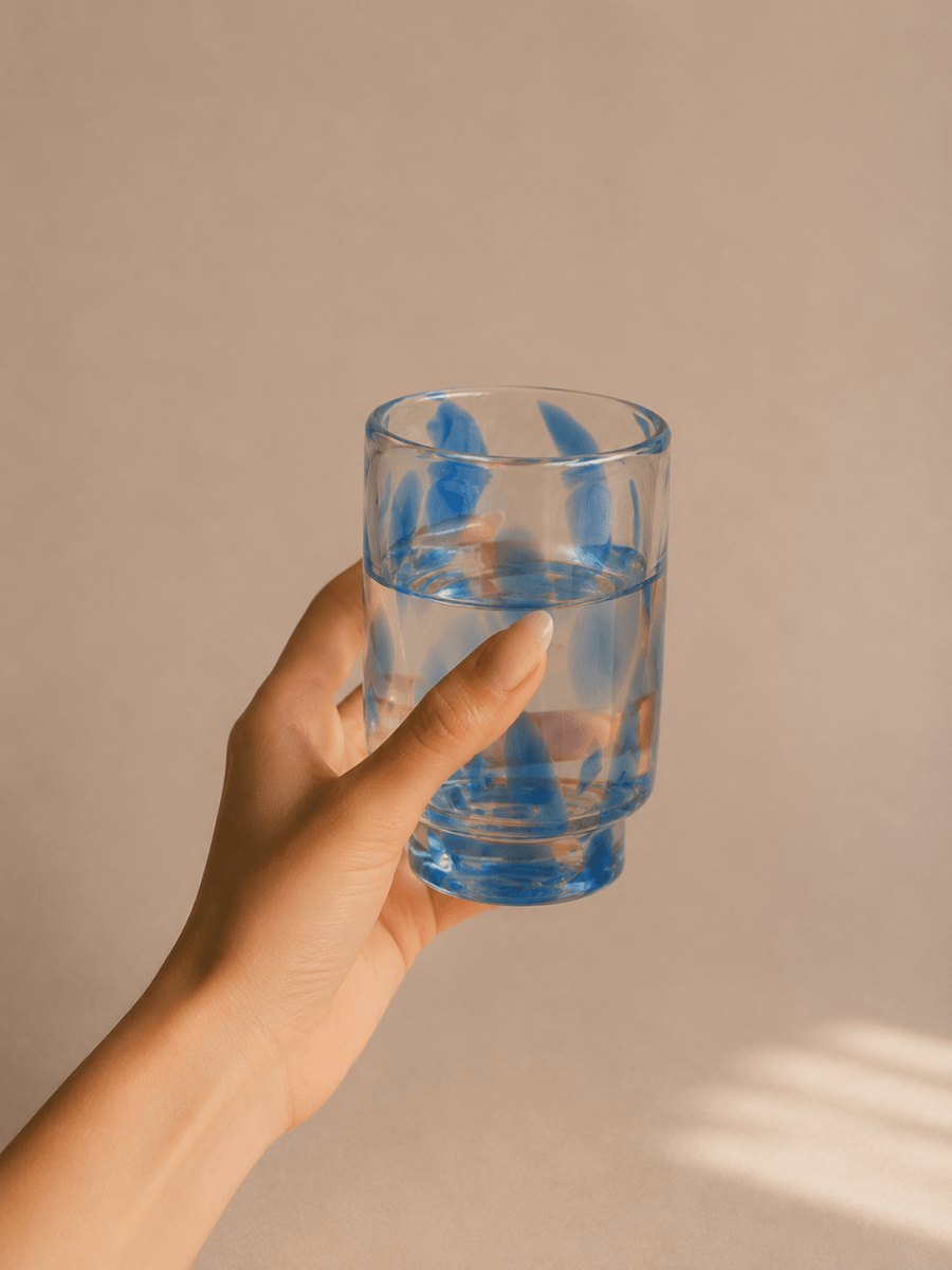 Frida Tall Glasses Blue & Clear (Set of 4) by MESO - HOUSE OF SHE