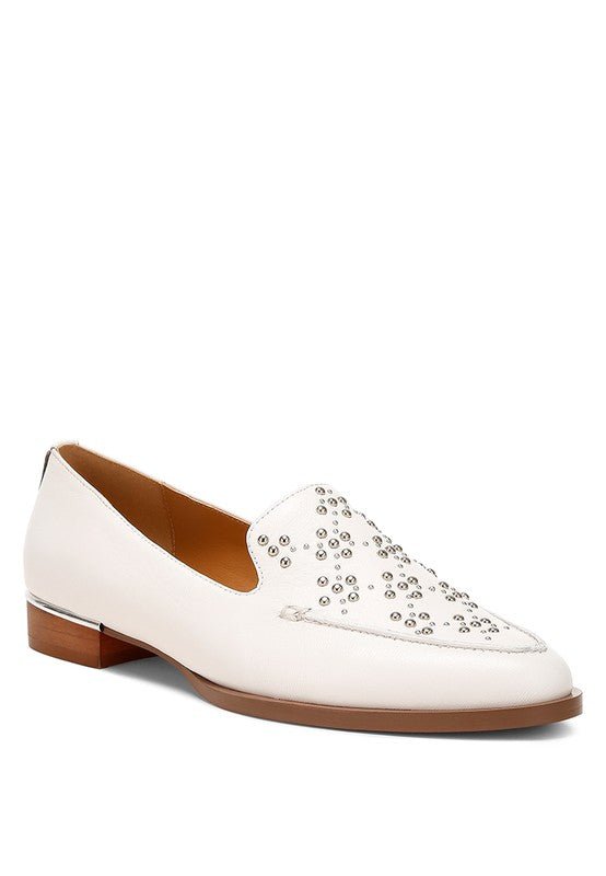 Gabassi Studded Genuine Leather Loafers - HOUSE OF SHE