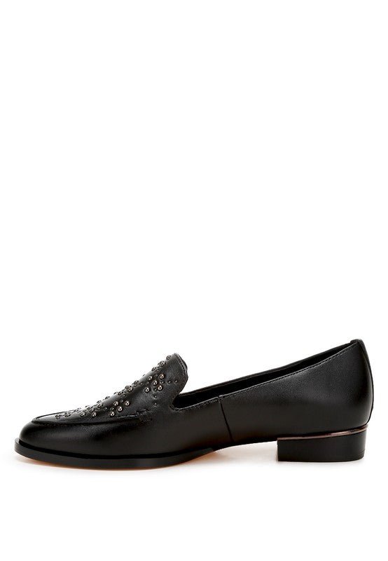Gabassi Studded Genuine Leather Loafers - HOUSE OF SHE