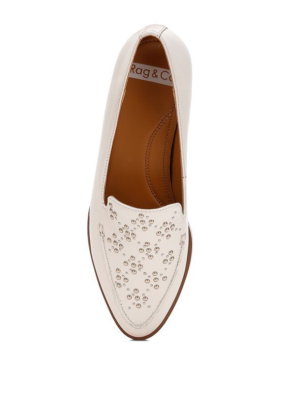 Gabassi Studded Genuine Leather Loafers - HOUSE OF SHE