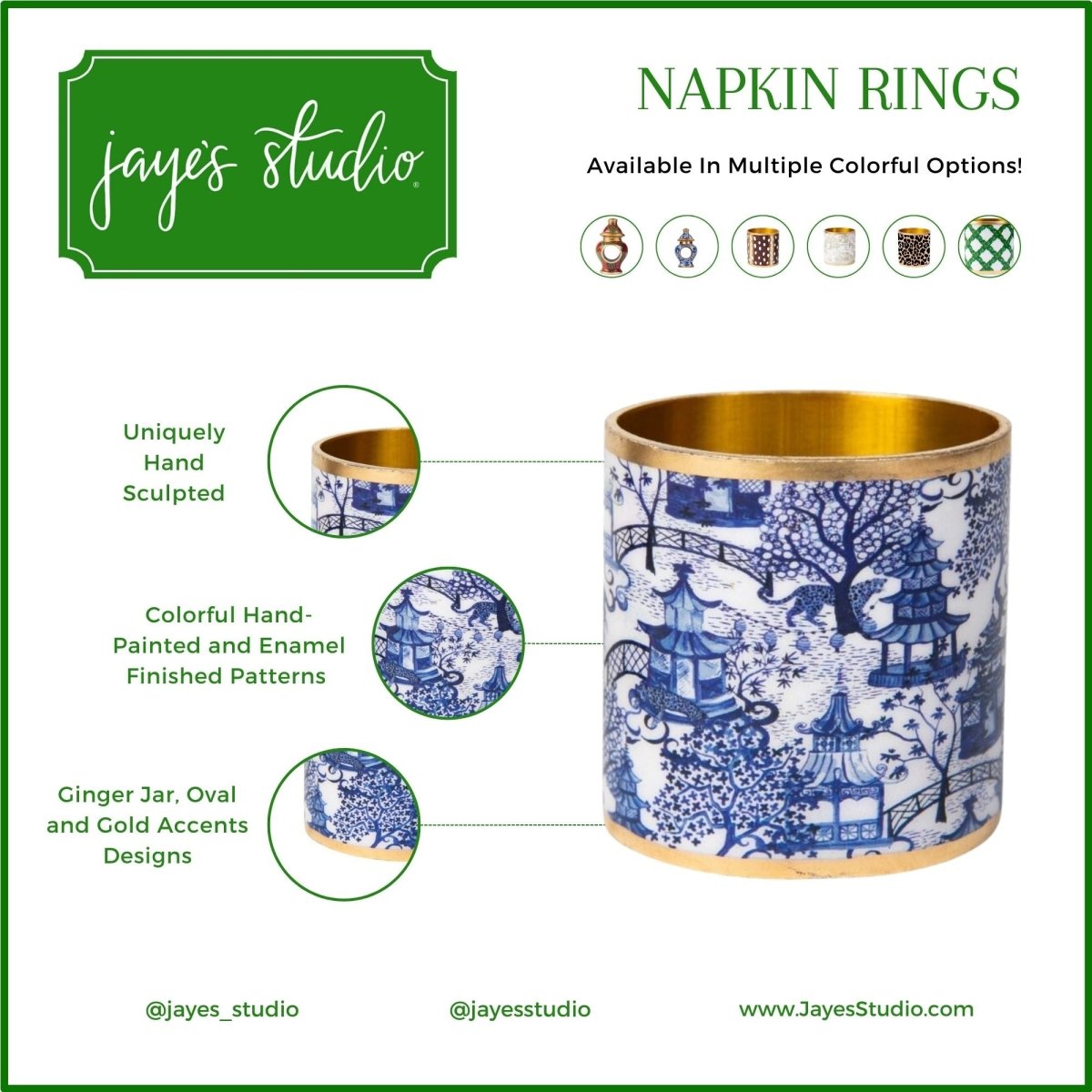 Garden Party Enameled Napkin Ring (4 Pack) - HOUSE OF SHE
