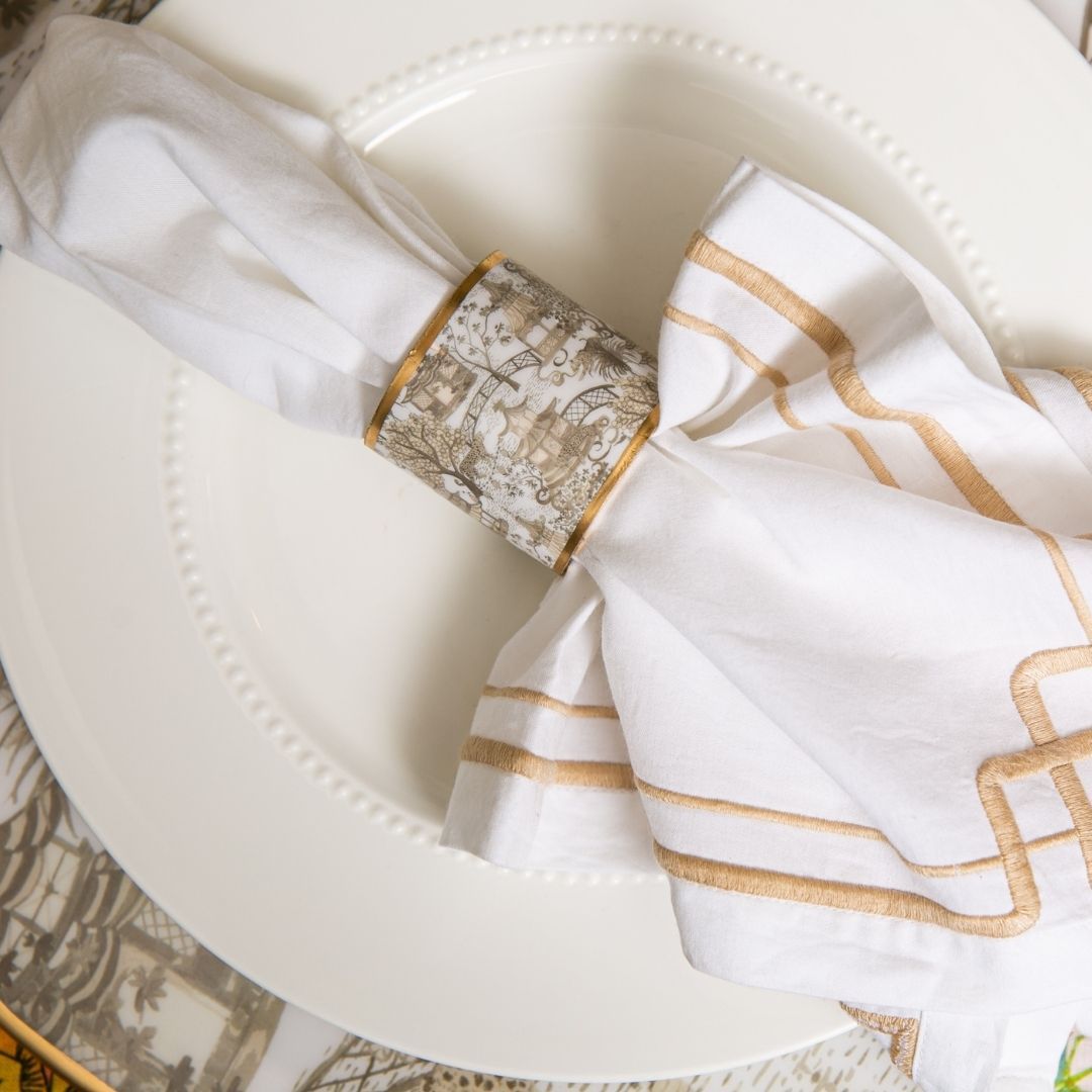 Garden Party Enameled Napkin Ring (4 Pack) - HOUSE OF SHE