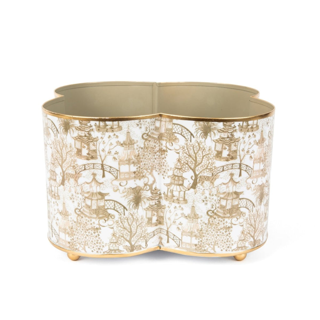 Garden Party Enameled Quatrefoil Cachepot Planter - HOUSE OF SHE