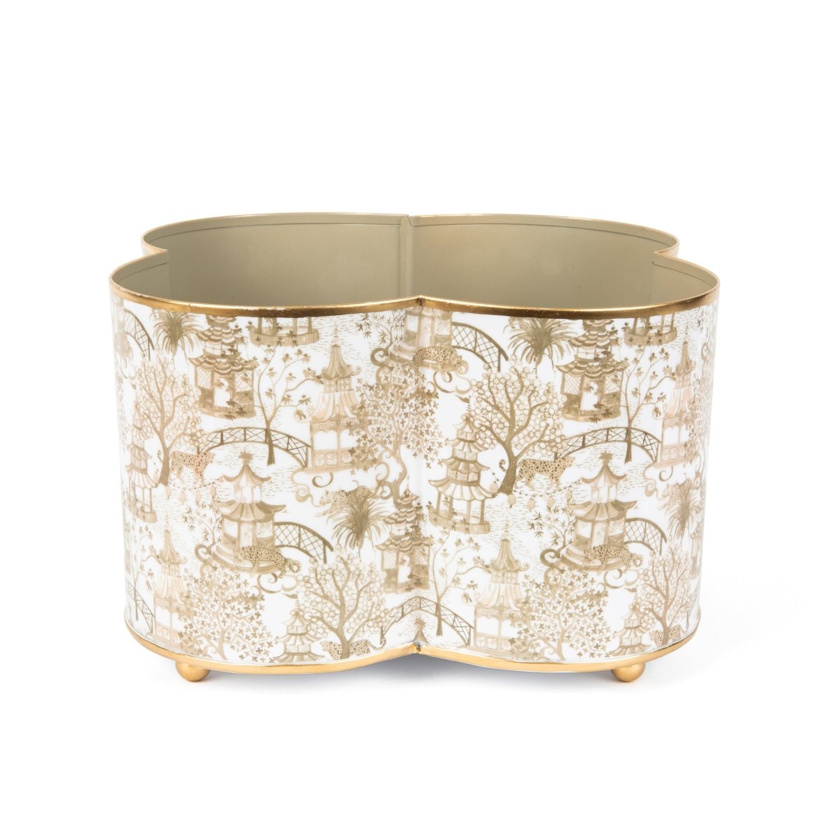 Garden Party Enameled Quatrefoil Cachepot Planter - HOUSE OF SHE