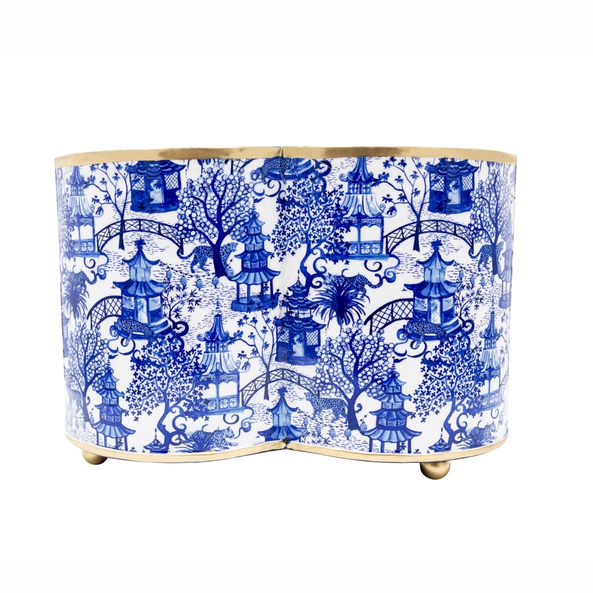 Garden Party Enameled Quatrefoil Cachepot Planter - HOUSE OF SHE