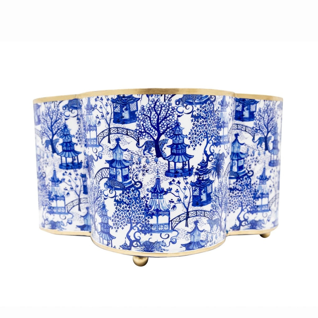 Garden Party Enameled Quatrefoil Cachepot Planter - HOUSE OF SHE