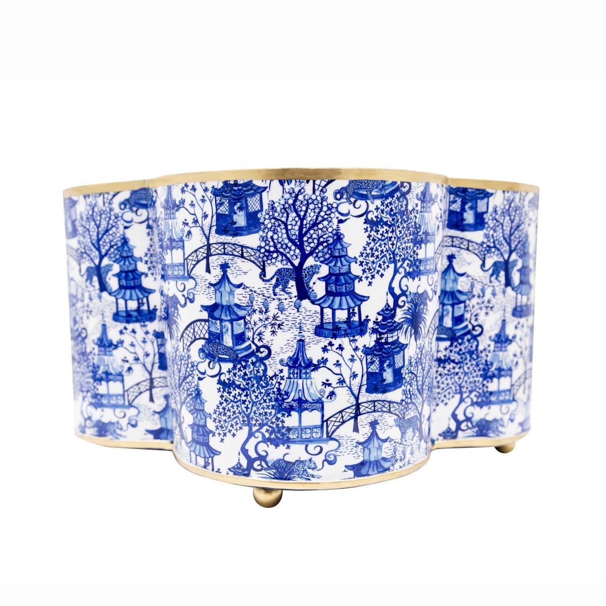 Garden Party Enameled Quatrefoil Cachepot Planter - HOUSE OF SHE
