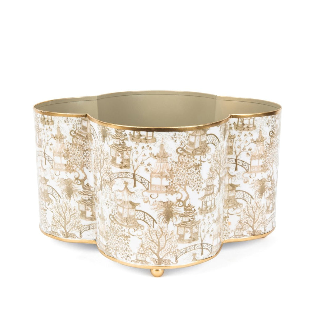 Garden Party Enameled Quatrefoil Cachepot Planter - HOUSE OF SHE