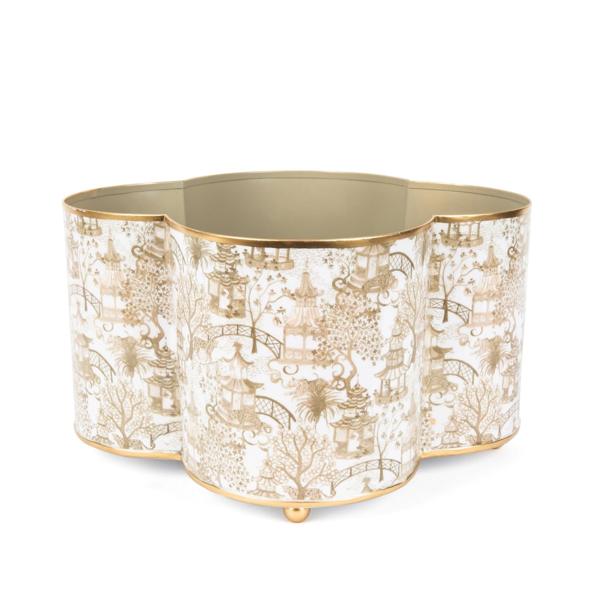 Garden Party Enameled Quatrefoil Cachepot Planter - HOUSE OF SHE