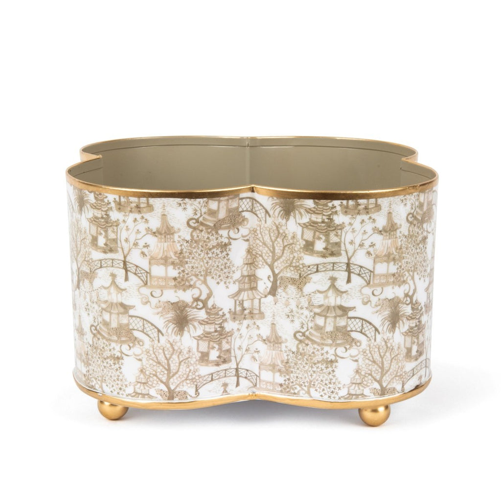 Garden Party Enameled Quatrefoil Cachepot Planter - HOUSE OF SHE