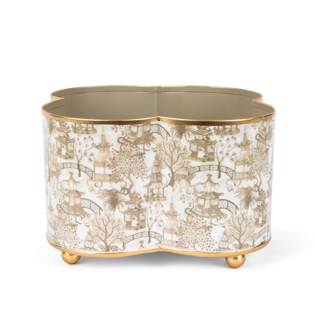 Garden Party Enameled Quatrefoil Cachepot Planter - HOUSE OF SHE