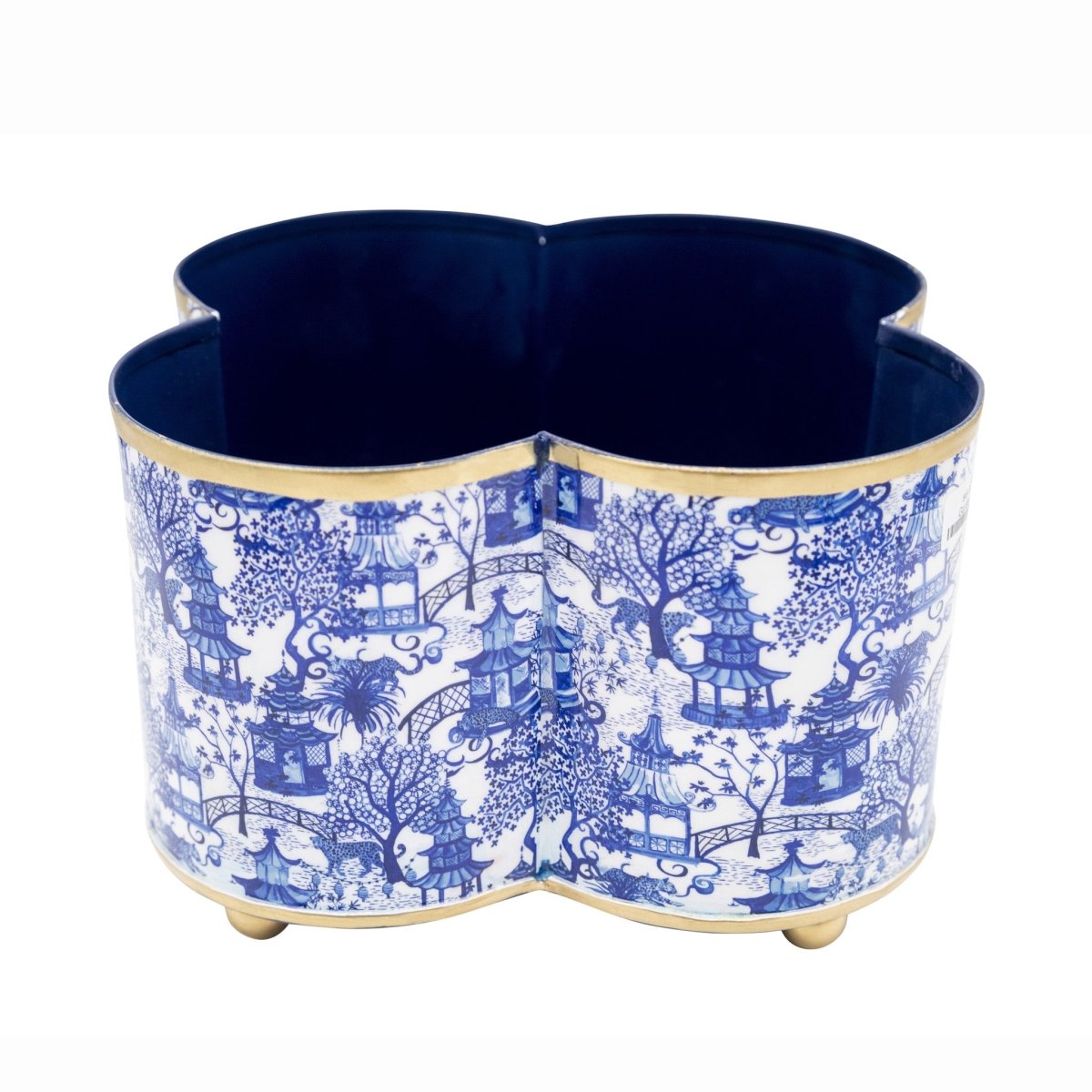 Garden Party Enameled Quatrefoil Cachepot Planter - HOUSE OF SHE