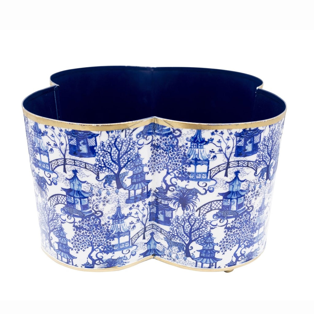 Garden Party Enameled Quatrefoil Cachepot Planter - HOUSE OF SHE