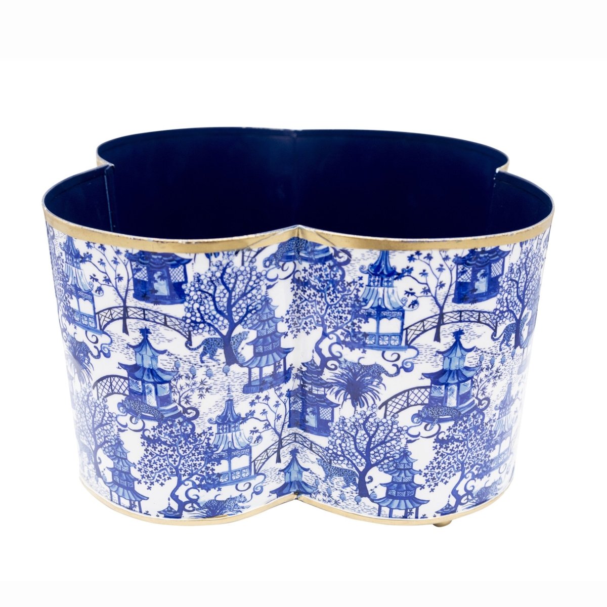 Garden Party Enameled Quatrefoil Cachepot Planter - HOUSE OF SHE