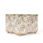 Garden Party Enameled Quatrefoil Cachepot Planter - HOUSE OF SHE