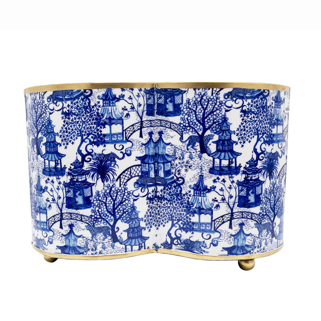 Garden Party Enameled Quatrefoil Cachepot Planter - HOUSE OF SHE