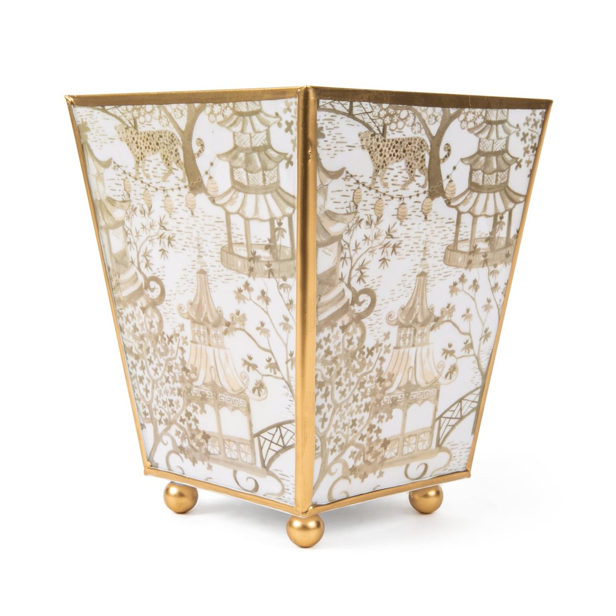 Garden Party Enameled Square Cachepot Planter - HOUSE OF SHE