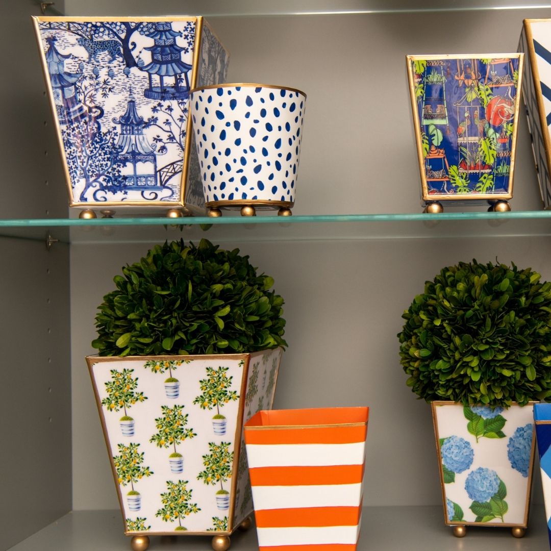 Garden Party Enameled Square Cachepot Planter - HOUSE OF SHE