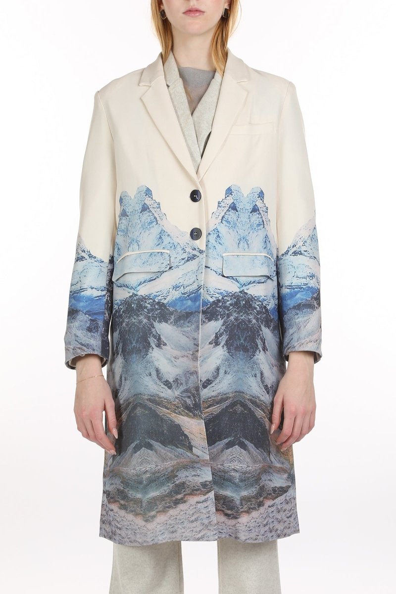Genesis Nature Print Silk Blended Single Coat - HOUSE OF SHE