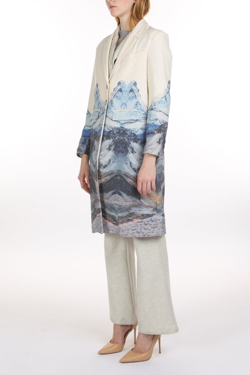 Genesis Nature Print Silk Blended Single Coat - HOUSE OF SHE