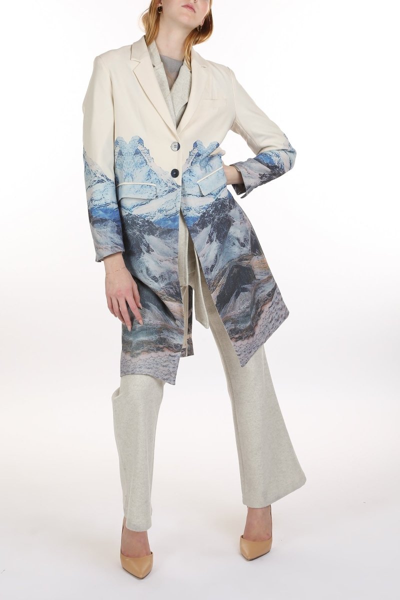 Genesis Nature Print Silk Blended Single Coat - HOUSE OF SHE