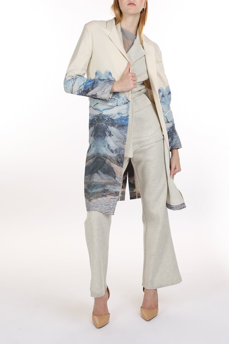 Genesis Nature Print Silk Blended Single Coat - HOUSE OF SHE