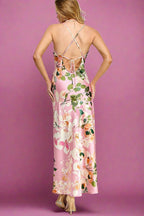 Gia Floral Satin Slip Dress - HOUSE OF SHE