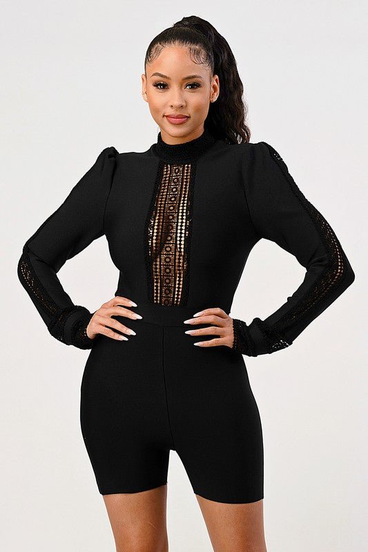 Gia Lace Bandage Romper - HOUSE OF SHE