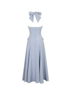 Gillian Mist Blue Halter Midi Dress - HOUSE OF SHE