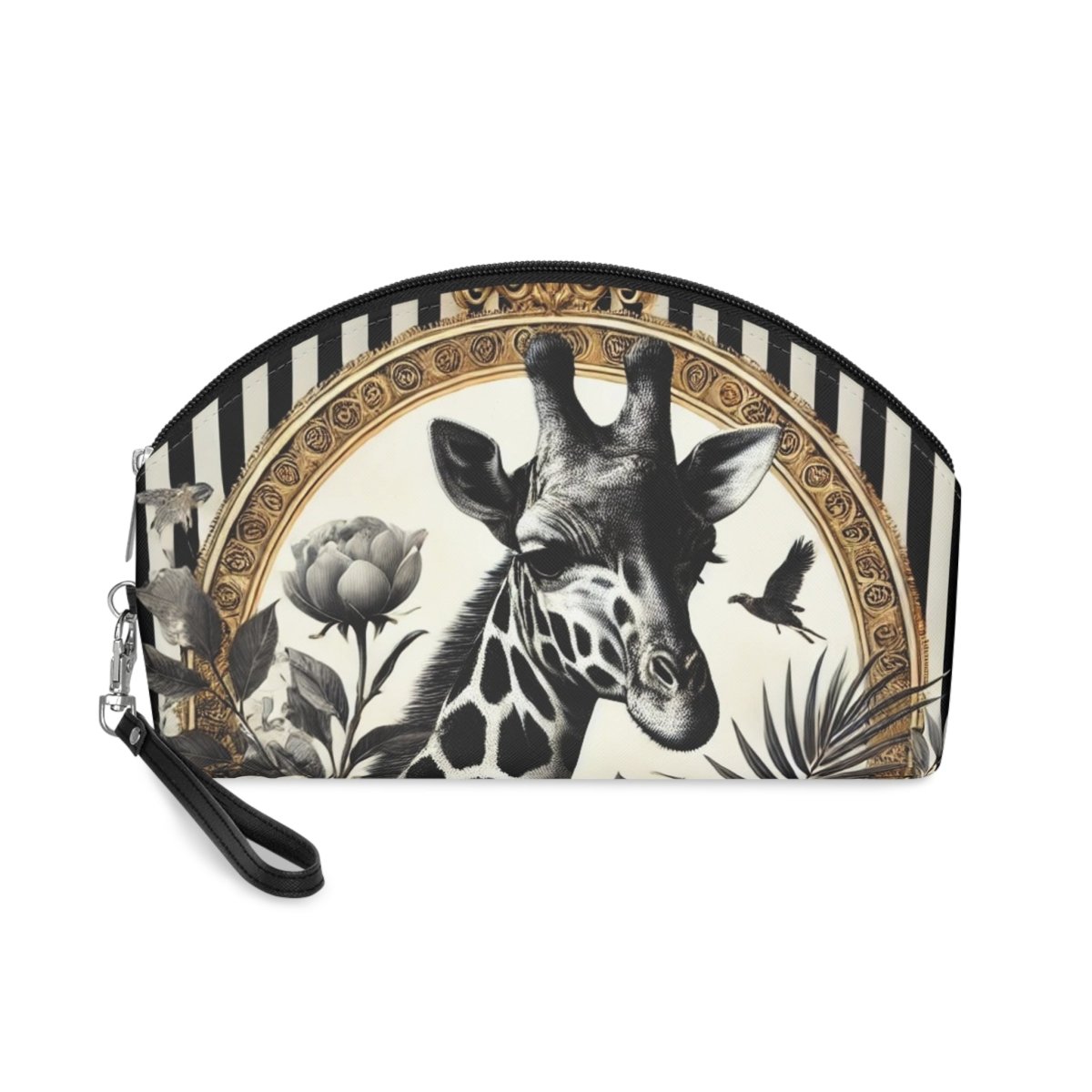 Giraffe & Baroque Makeup Bag — Vintage Floral Cosmetic Pouch - HOUSE OF SHE