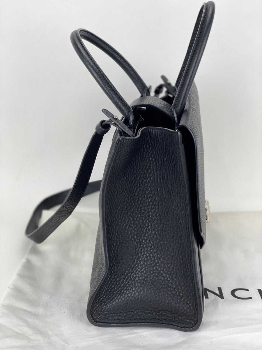 Givenchy Obsedia Medium Flap Black Pebbled Calfskin Satchel Hand Bag - HOUSE OF SHE