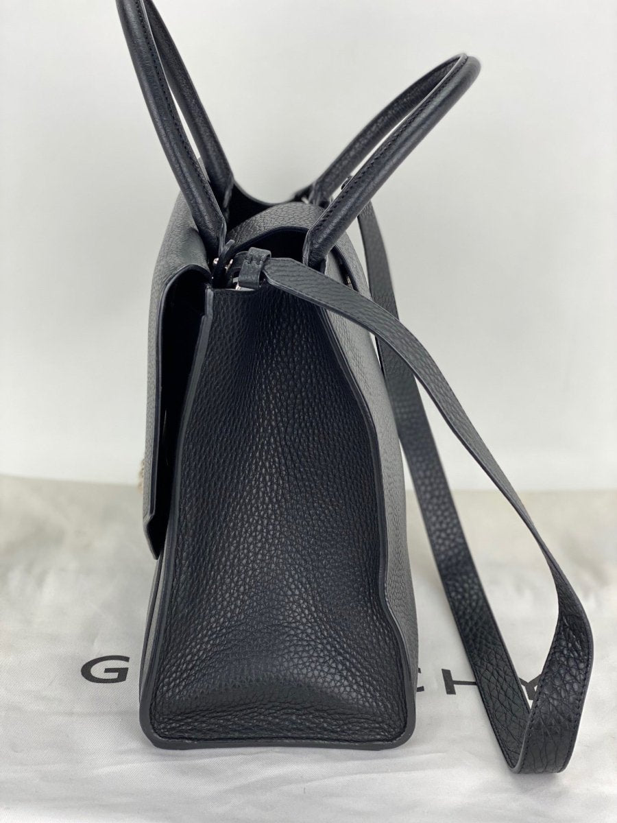 Givenchy Obsedia Medium Flap Black Pebbled Calfskin Satchel Hand Bag - HOUSE OF SHE