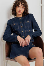 Glam Code Denim Jacket - HOUSE OF SHE