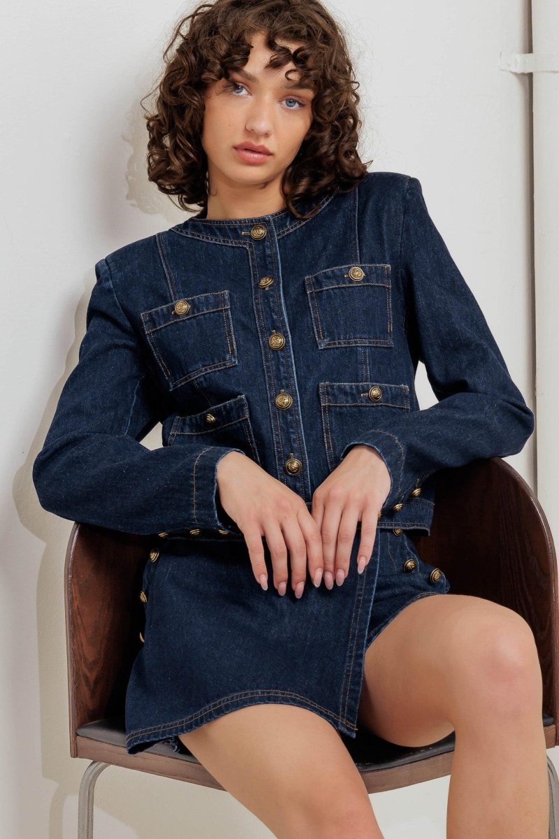 Glam Code Denim Jacket - HOUSE OF SHE