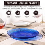 Glass Hobnail Dinner or Charger Plates | Set of 4 | Dark Blue - HOUSE OF SHE
