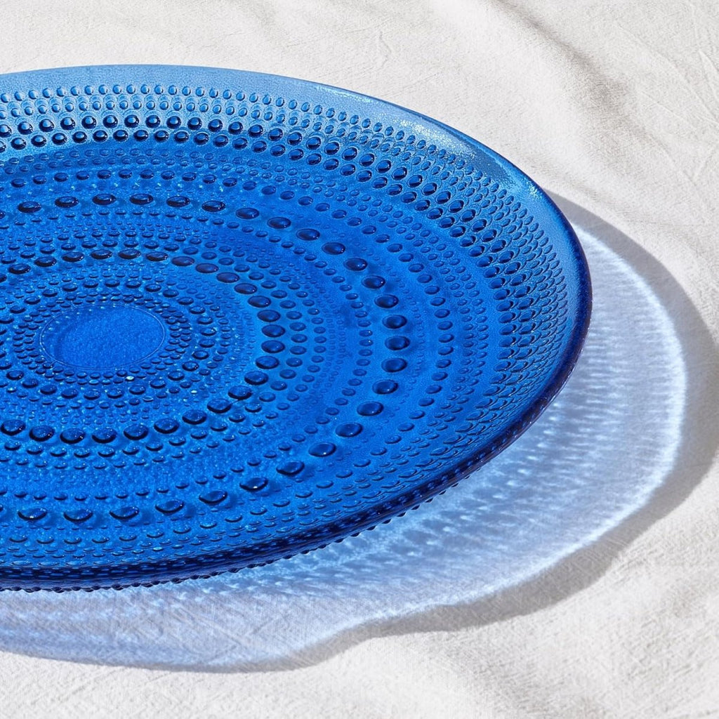 Glass Hobnail Dinner or Charger Plates | Set of 4 | Dark Blue - HOUSE OF SHE