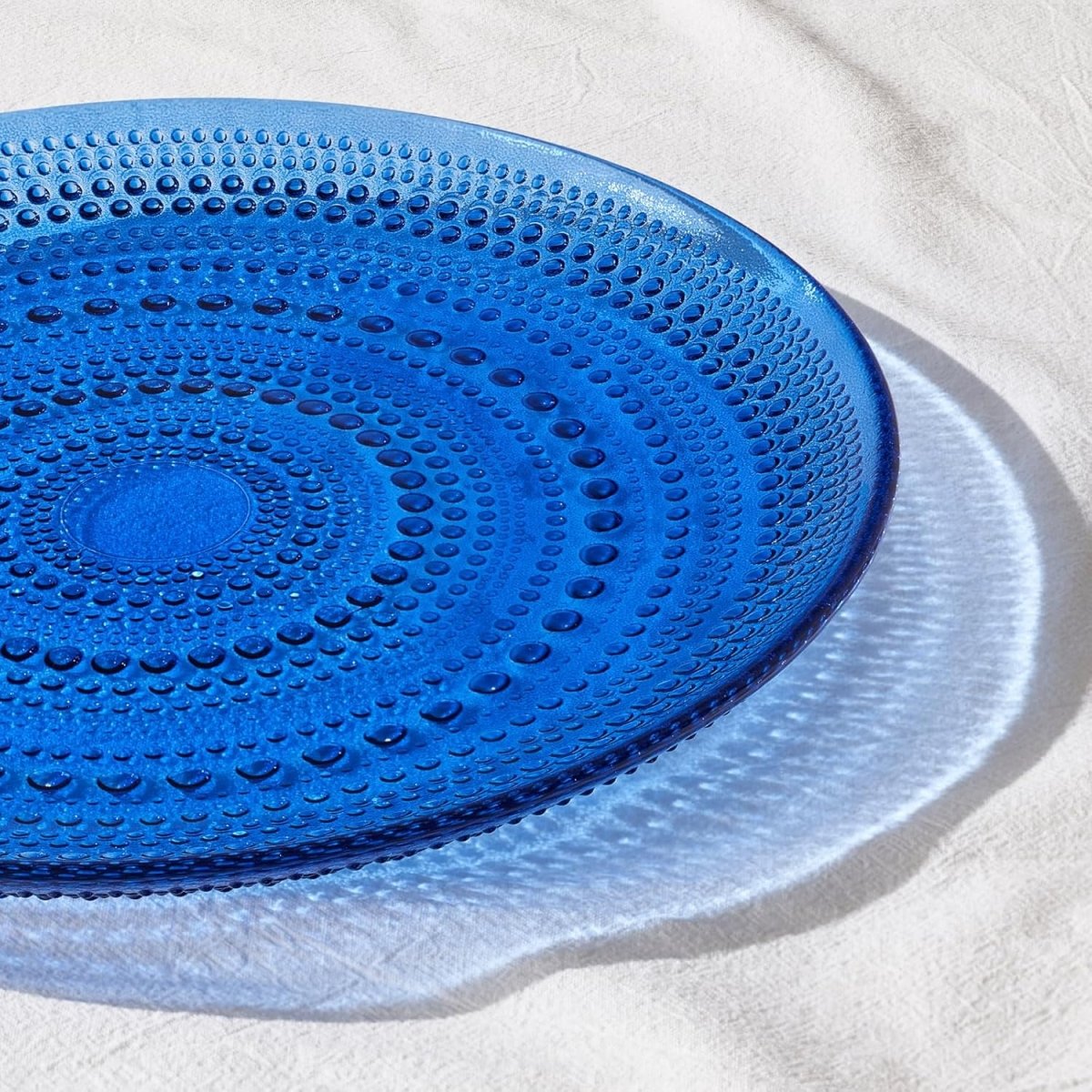 Glass Hobnail Dinner or Charger Plates | Set of 4 | Dark Blue - HOUSE OF SHE