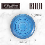 Glass Hobnail Dinner or Charger Plates | Set of 4 | Dark Blue - HOUSE OF SHE