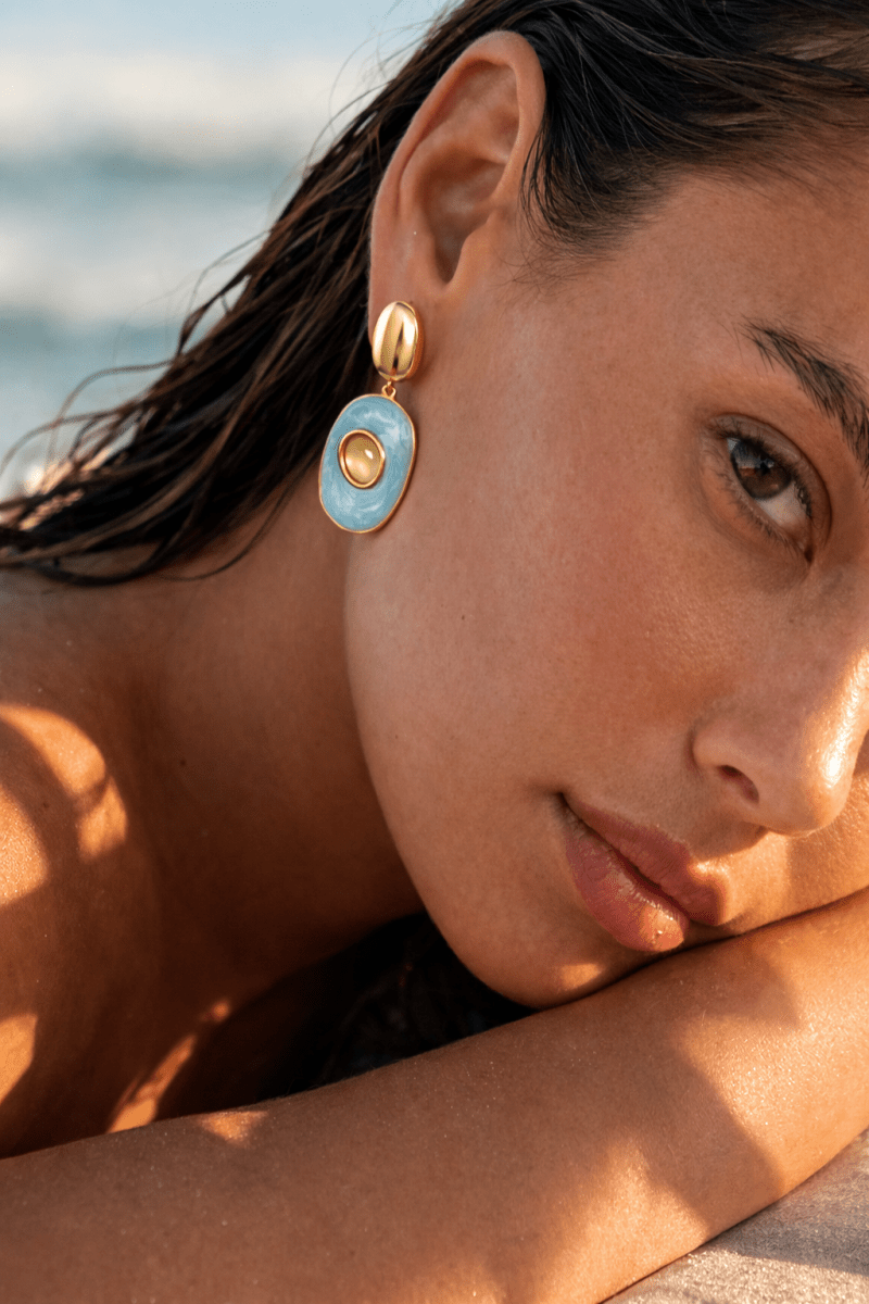 Glenda Light Blue Drop Earring - HOUSE OF SHE