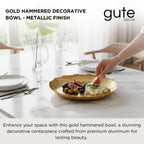 Gold Hammered Decorative Bowl Elegant Aluminum Centerpiece - HOUSE OF SHE