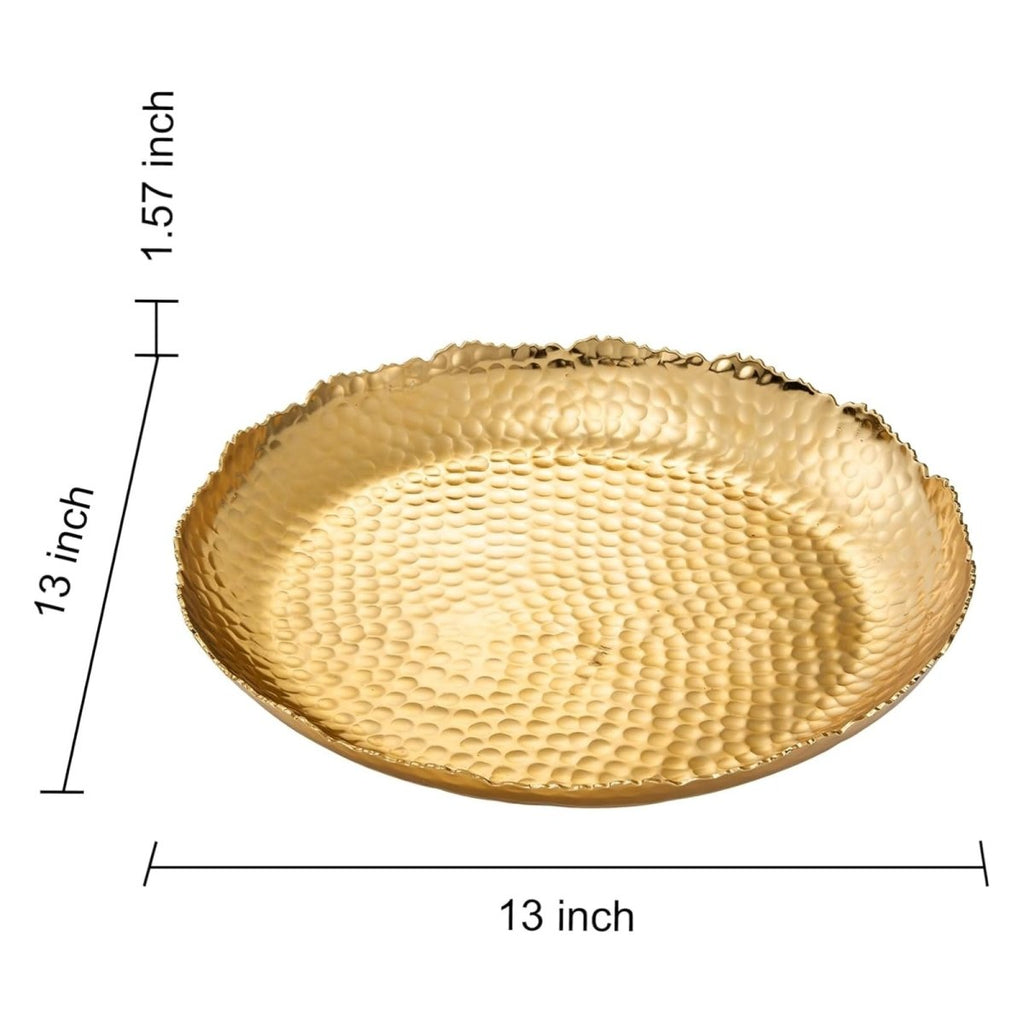 Gold Hammered Decorative Bowl Elegant Aluminum Centerpiece - HOUSE OF SHE